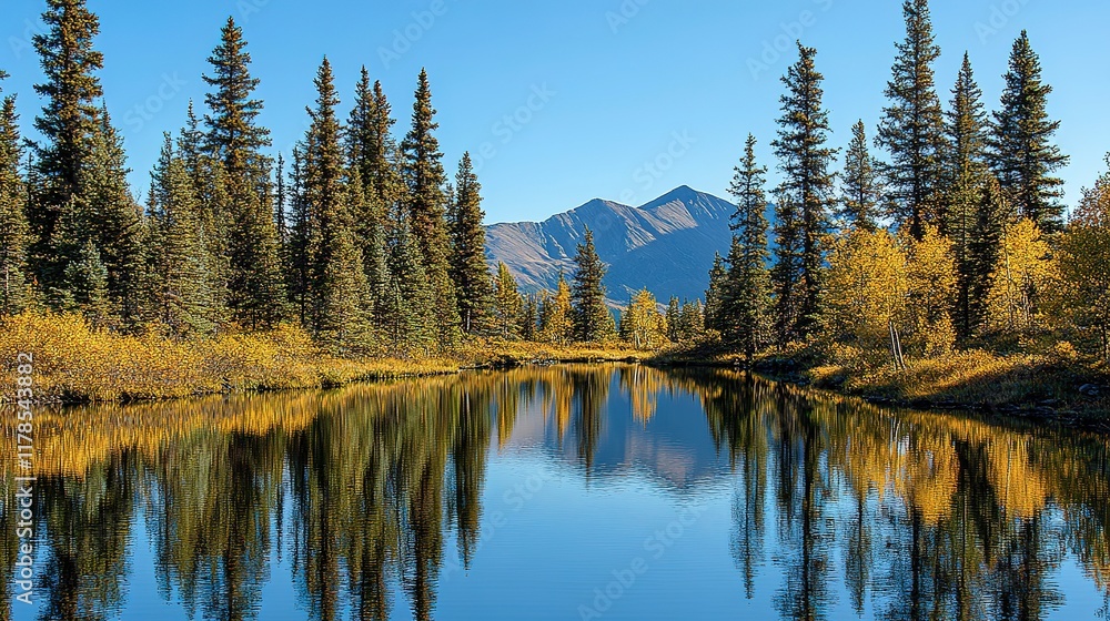 Mountain Lake Reflected In Autumn Trees Mountain Lake Reflected In Autumn Trees