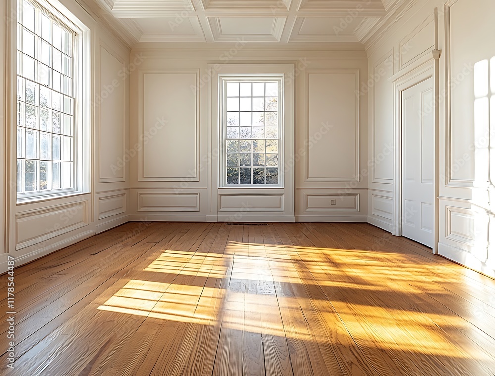 Fototapeta premium Sunlit AntiqueRoom With Hardwood Floors