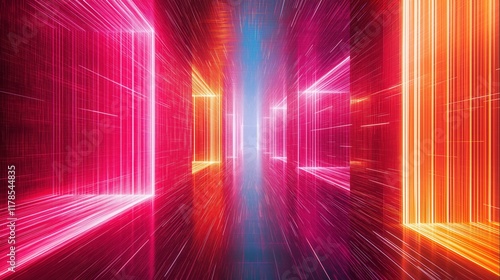 Wallpaper Mural Vibrant neon light corridor with digital effects creating a futuristic ambiance. Torontodigital.ca