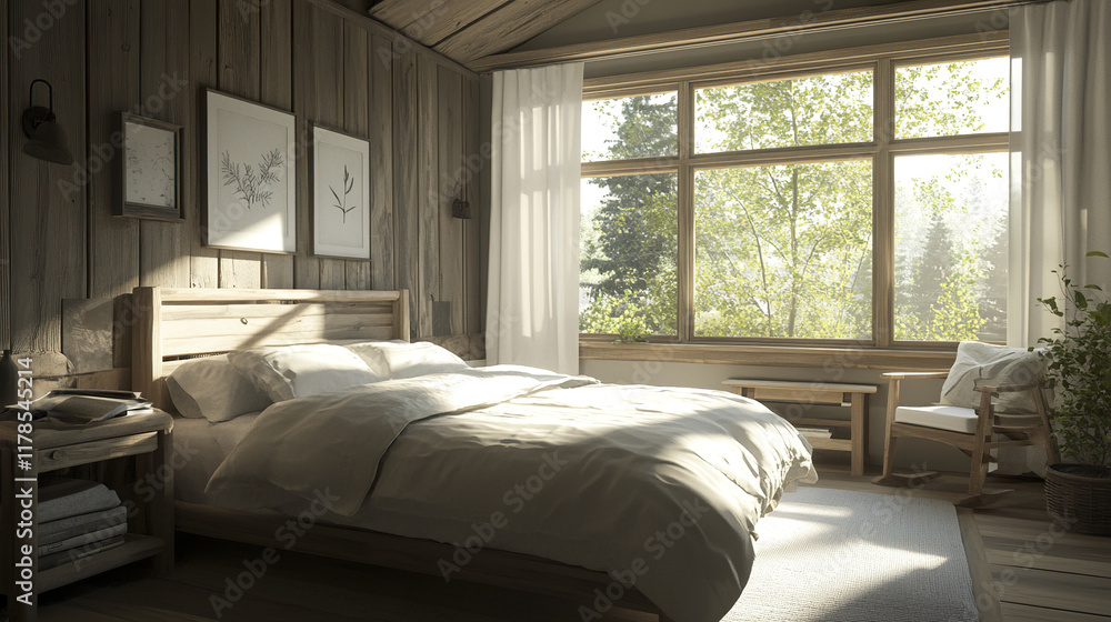 Cozy bedroom with Scandinavian boho style and natural light Cozy bedroom with Scandinavian boho style and natural light