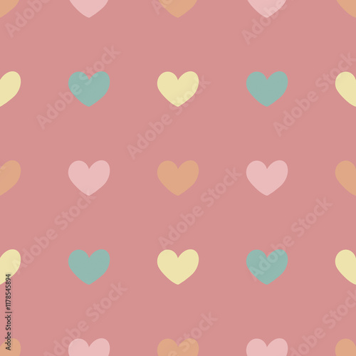 Seamless pattern with colorful hearts