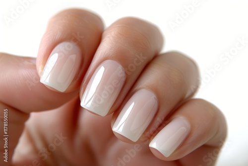 Elegant glossy natural manicure nails photo