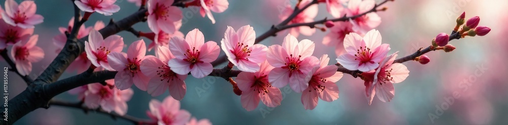 Fototapeta premium Schima Wallichii tree branches with blooming flowers, blossoms, branch