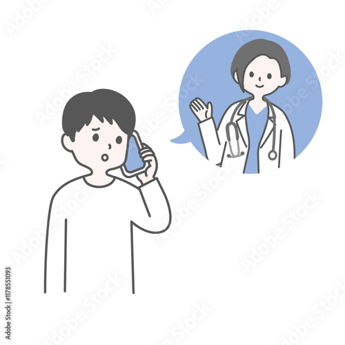 医者に電話する男性の患者