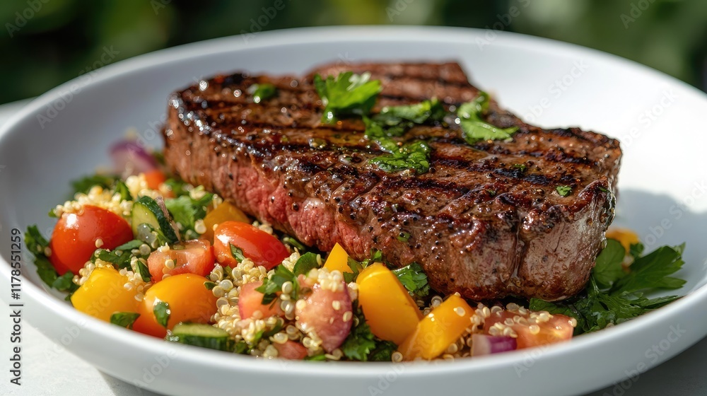 Grilled Steak with Quinoa and Fresh Vegetables Grilled Steak with Quinoa and Fresh Vegetables