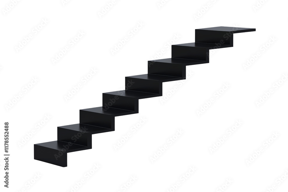 Obraz premium A series of eight black, rectangular steps arranged in a staggered formation, creating a three-dimensional effect.