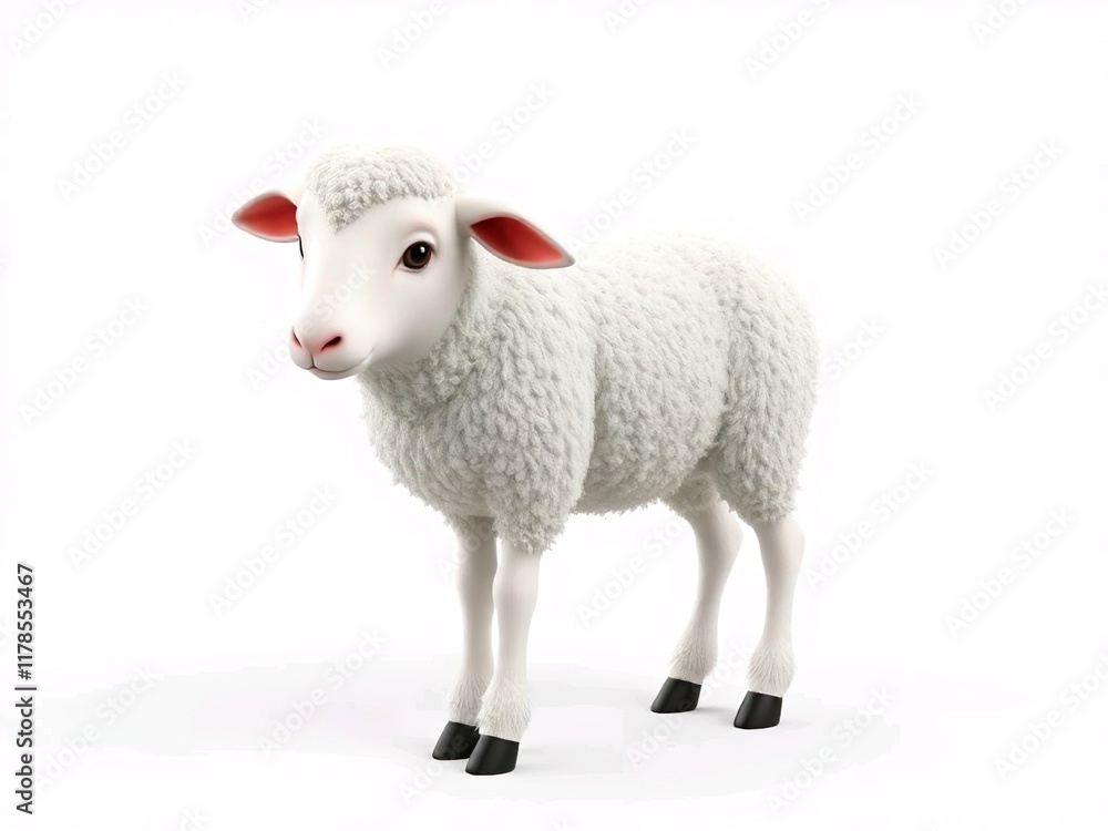 Fototapeta premium Lamb cartoon 3d rendering 