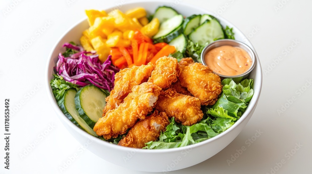 Fresh Salad Bowl with Crispy Chicken and Veggies Fresh Salad Bowl with Crispy Chicken and Veggies