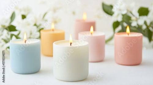 Wallpaper Mural Colorful Candles with Flowers on a Soft Background Torontodigital.ca