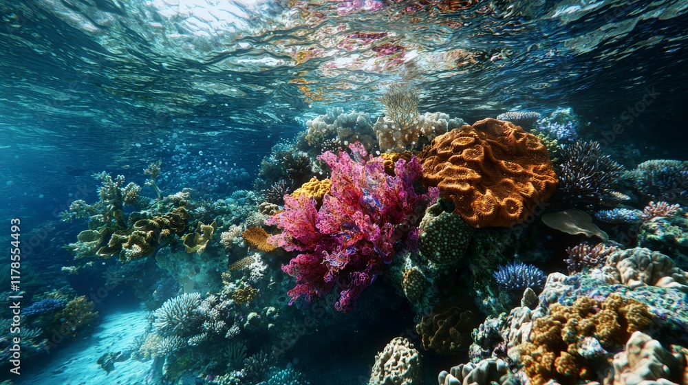Naklejka premium Exploring the great barrier reef underwater photography of vibrant coral reefs and marine conservation efforts