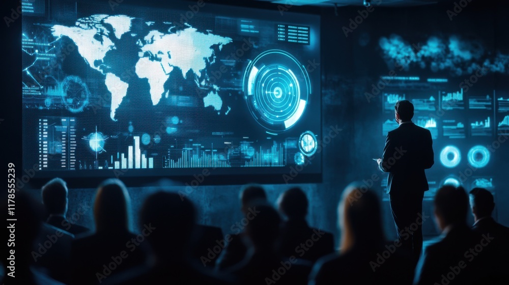 custom made wallpaper toronto digitalBusiness presentation in modern conference room with engaging visuals and professional audience