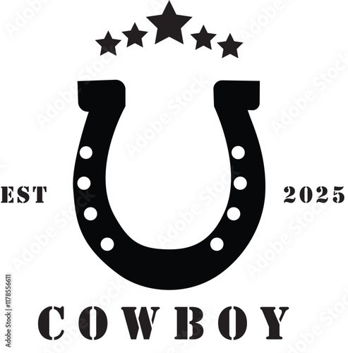 simple black horse shoe cowboy logo