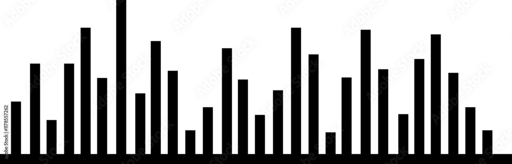 Podcast sound waves and audio soundwave of voice message record icon. Music player sound bar. Record interface. Equalizer with sound wave line used for mobile phone isolated on transparent background. Podcast sound waves and audio soundwave of voice message record icon. Music player sound bar. Record interface. Equalizer with sound wave line used for mobile phone isolated on transparent background.
