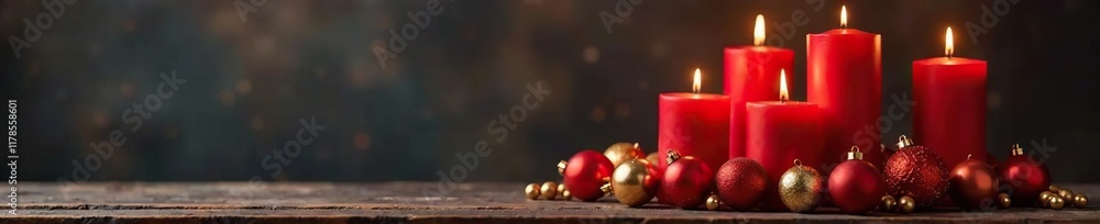 A vase filled with red candles and gold ornaments, vases, , ornaments A vase filled with red candles and gold ornaments, vases, , ornaments