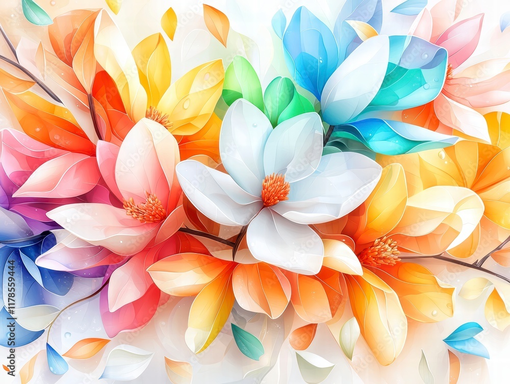 Fototapeta premium Vibrant Magnolia Blossom Bouquet.