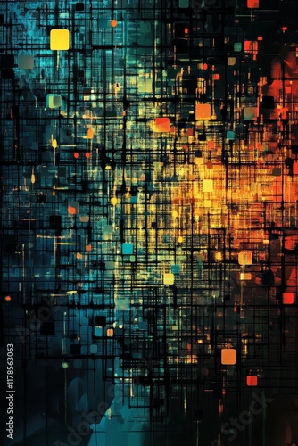 Explore a vibrant abstract representation of data structures with colorful patterns and dynamic layouts designed for big data visualizations.