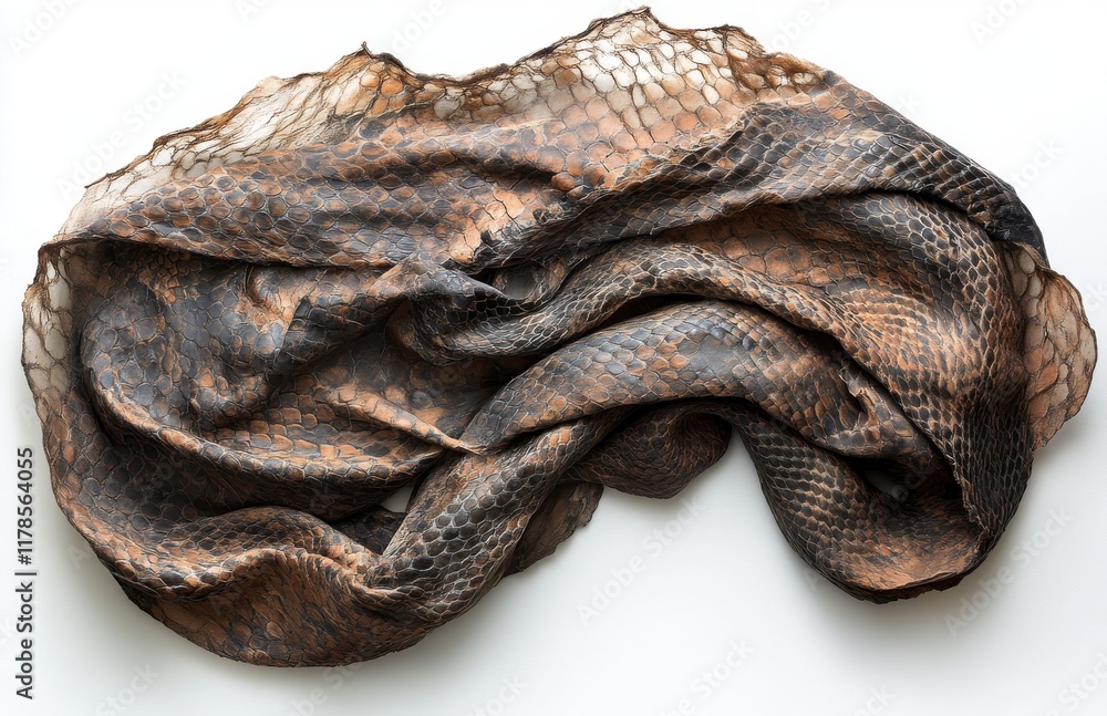 Obraz premium Elegant Textured Fabric with Unique Scale Patterns in Earthy Tones Captured on a Light Background Perfect for Fashion and Textile Design Projects