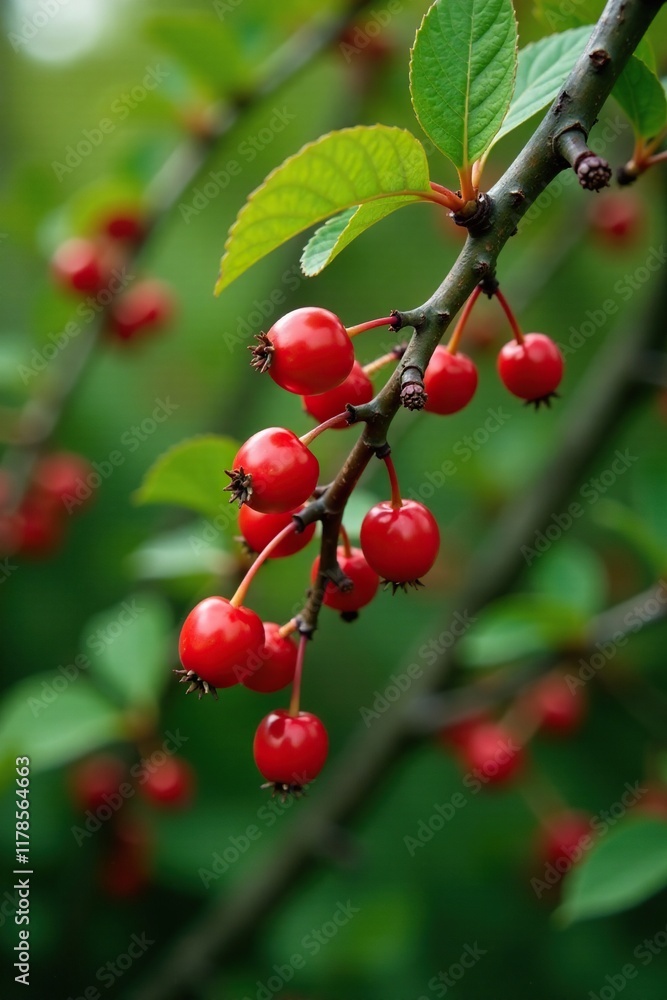 Sea buckthorn berries growing on a woody stem, plant, wood Sea buckthorn berries growing on a woody stem, plant, wood