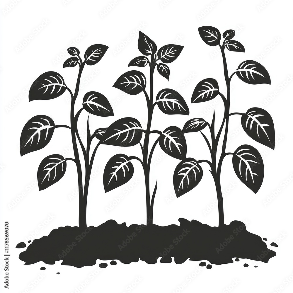 Obraz premium Silhouette of Growing Plants