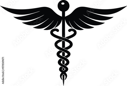 Caduceus medical symbol silhouette vector, Caduceus medical icon