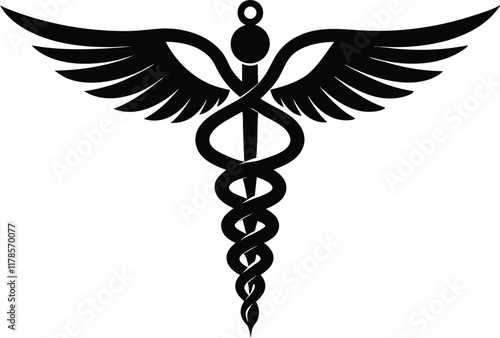 Caduceus medical symbol silhouette vector, Caduceus medical icon