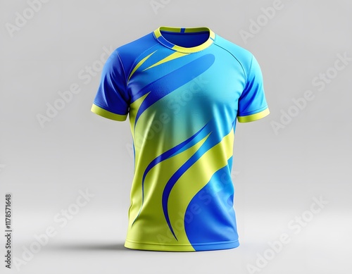 Sporty Blue and Yellow Sublimated Jersey: Dynamic Design