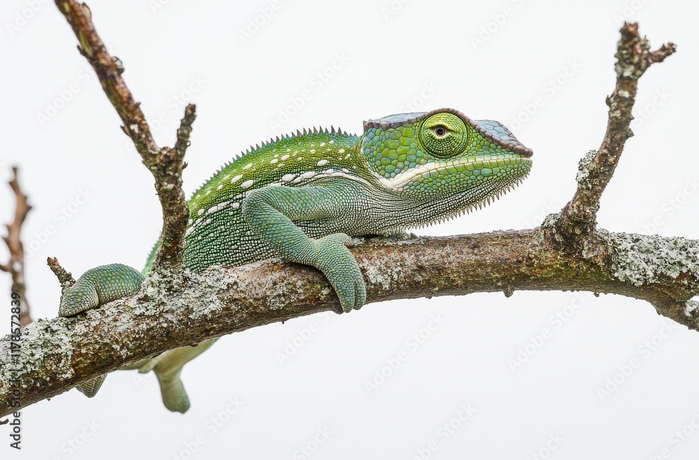 Vibrant Green Lizard Resting on a Branch Surrounded by Nature in a Calm Environment with Soft Lighting and Textured Bark Background Vibrant Green Lizard Resting on a Branch Surrounded by Nature in a Calm Environment with Soft Lighting and Textured Bark Background