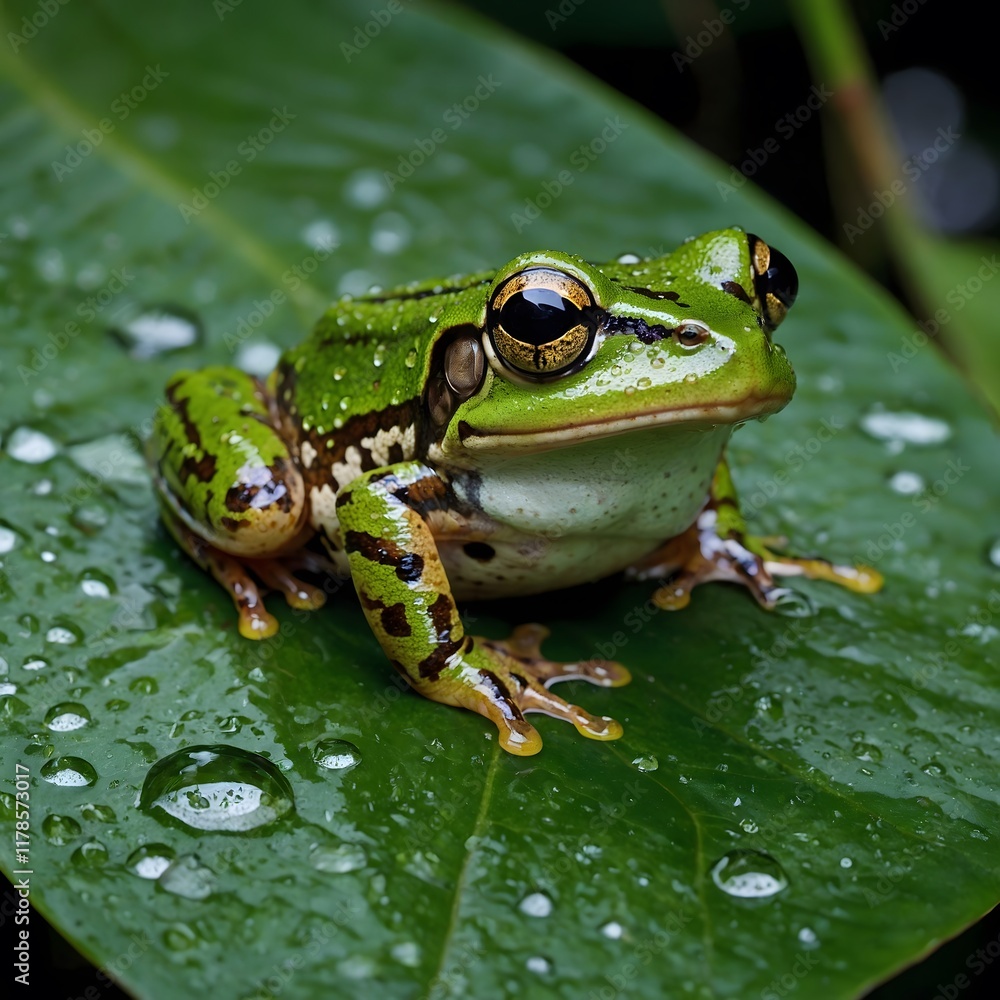 Eungella Torrent Frog Resting on a Leaf in the Aftermath of Rain Eungella Torrent Frog Resting on a Leaf in the Aftermath of Rain
