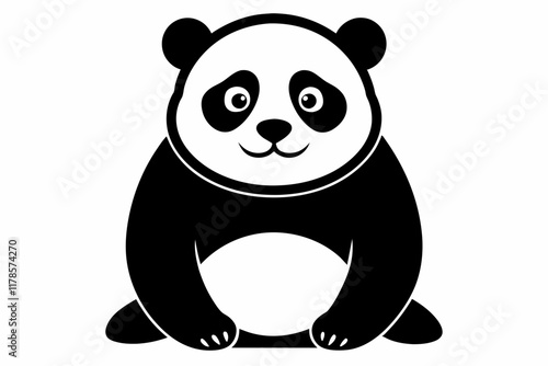 Panda illustrated in flat 2D vector art. Cuddly Bear Vector Design. Panda Silhouette Template Cute Animal Icon For Crafts And Design


 photo