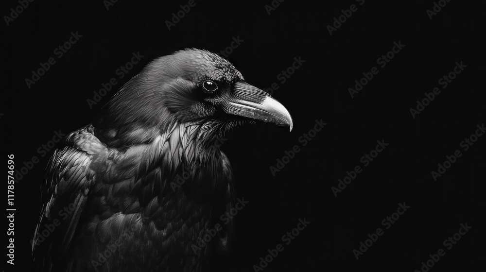 Majestic Raven in Monochrome: A Study in Darkness and Light Majestic Raven in Monochrome: A Study in Darkness and Light