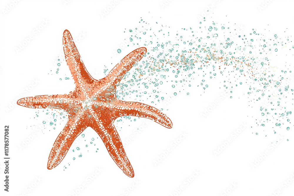 vibrant starfish illustration with bubbles and playful design vibrant starfish illustration with bubbles and playful design