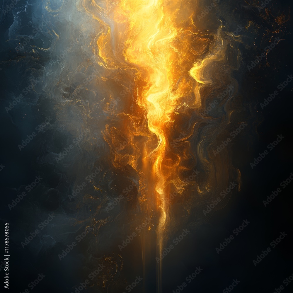 Obraz premium This stunning image showcases a luminous light effect with radiant golden hues set against a dark background, creating a captivating abstract visual perfect for artistic projects.