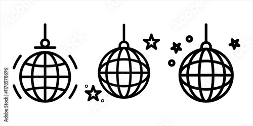 disco outline or line icon design bundle.