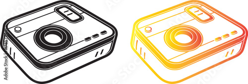 Minimalist backpack icons, red and black colors, simple geometric shapes, flat design, school supplies, luggage symbols, travel essentials, vector graphics, clean lines, contrasting colors, symmetrica