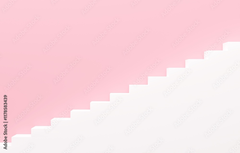 3D素材_シンプルな階段_ピンク 3D素材_シンプルな階段_ピンク