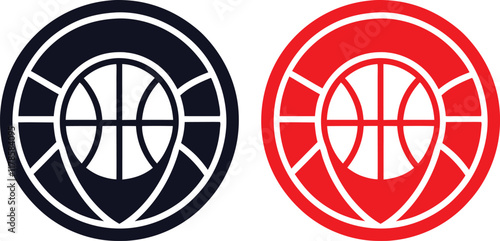 Minimalist backpack icons, red and black colors, simple geometric shapes, flat design, school supplies, luggage symbols, travel essentials, vector graphics, clean lines, contrasting colors, symmetrica