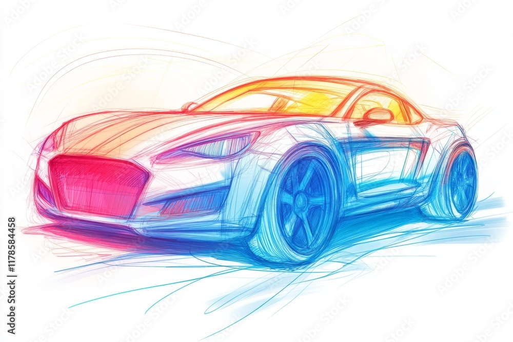 Naklejka premium Colorful Abstract Car Design Sketch