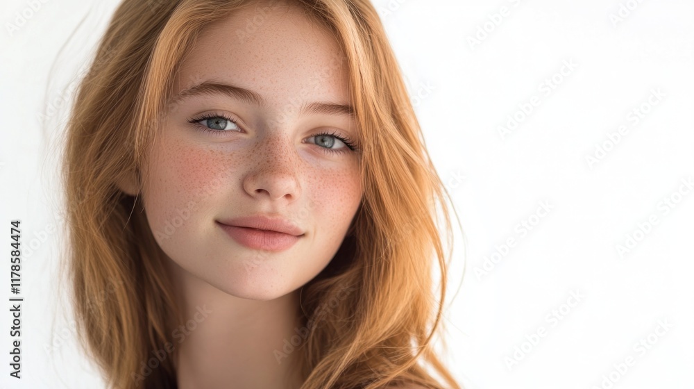 Portrait of a Young Woman with Red Hair and Freckles Portrait of a Young Woman with Red Hair and Freckles