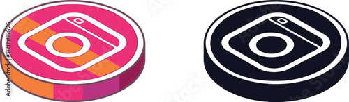 Minimalist backpack icons, red and black colors, simple geometric shapes, flat design, school supplies, luggage symbols, travel essentials, vector graphics, clean lines, contrasting colors, symmetrica