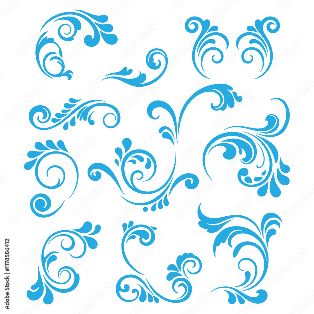 elegant Floral Swirl Ornament set icon vector silhouette Collection Intricate Decorative Elements in Pink for Invitations Branding and Craft Projects elegant Floral Swirl Ornament set icon vector silhouette Collection Intricate Decorative Elements in Pink for Invitations Branding and Craft Projects