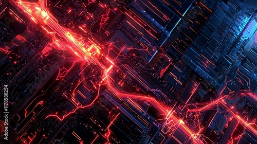 Wallpaper Mural High Speed Processing Server in 3D Racks of Servers with Dynamic Lights Torontodigital.ca