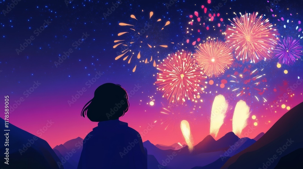 New Year Fire Works Illustration New Year Fire Works Illustration