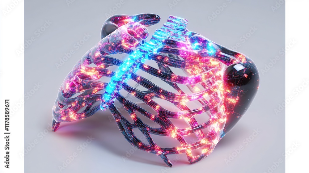 Fototapeta premium Close-up Photo: Glowing Futuristic Glasses Radiantly Displayed on Neutral Background. AI Generated