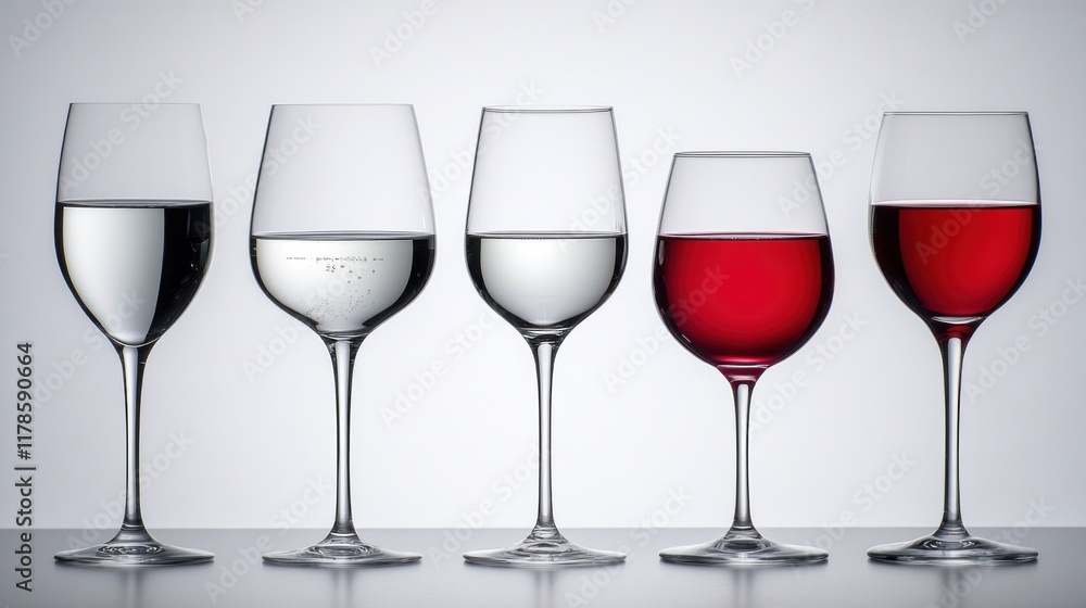 Four Wine Glasses with Different Liquids Four Wine Glasses with Different Liquids