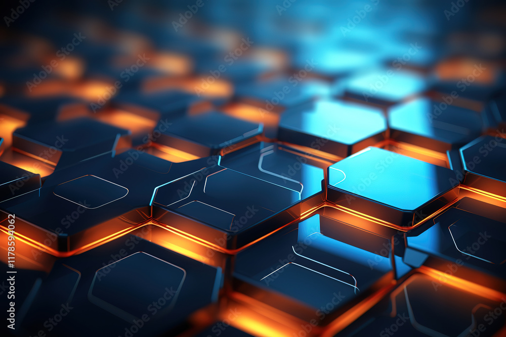 Fototapeta premium Superb 3D rendering of a detailed hexagonal pattern