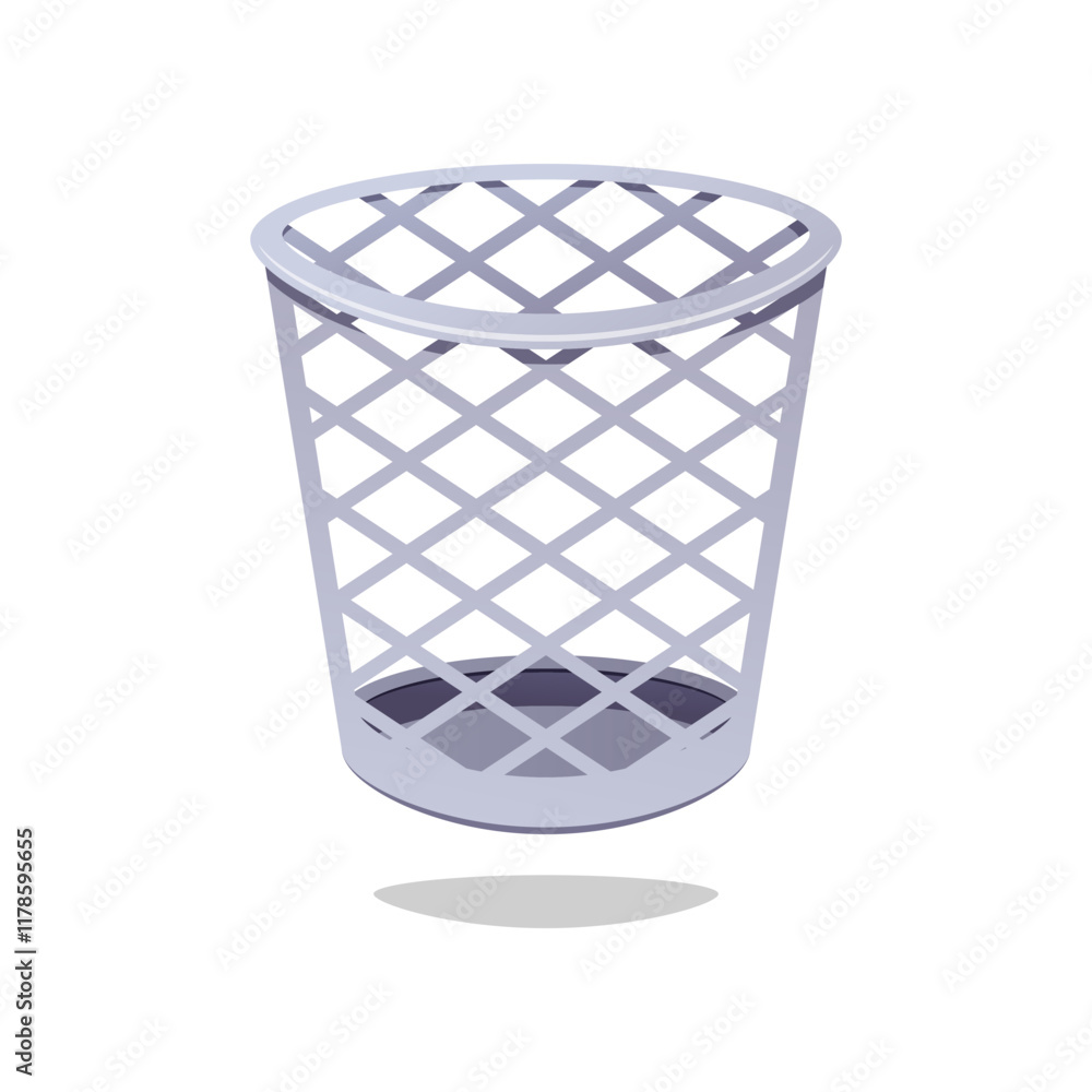 Obraz premium Round wastebasket vector isolated on white background.