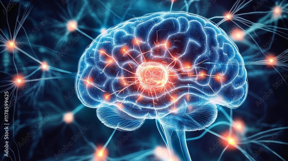 Futuristic Human Brain Mapping with Glowing Neural Pathways and Intricate Design Futuristic Human Brain Mapping with Glowing Neural Pathways and Intricate Design