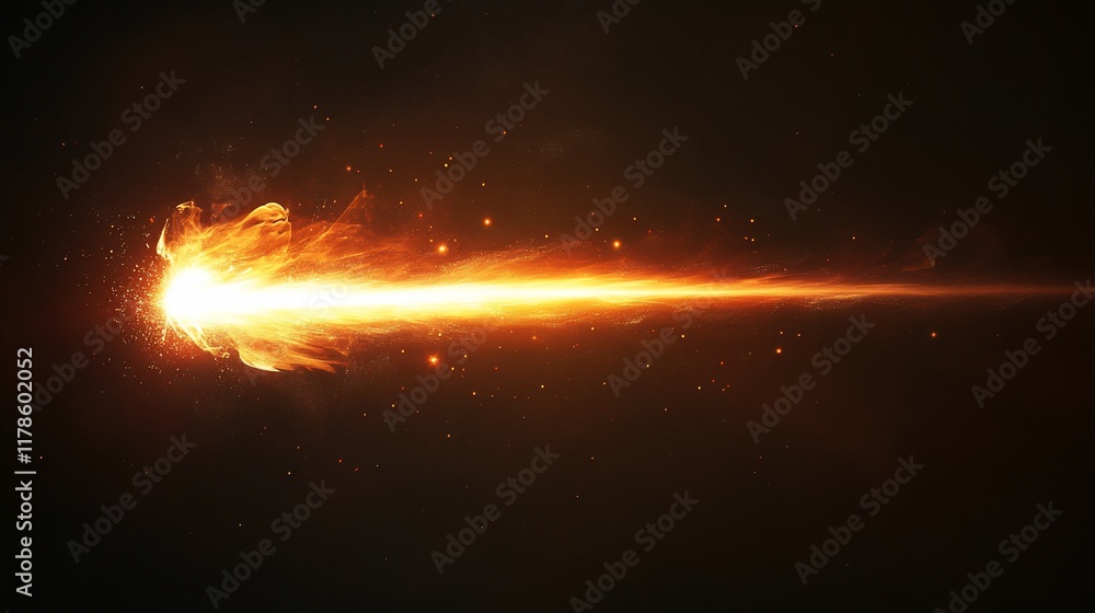 Fiery streak across dark background, energy, power Fiery streak across dark background, energy, power