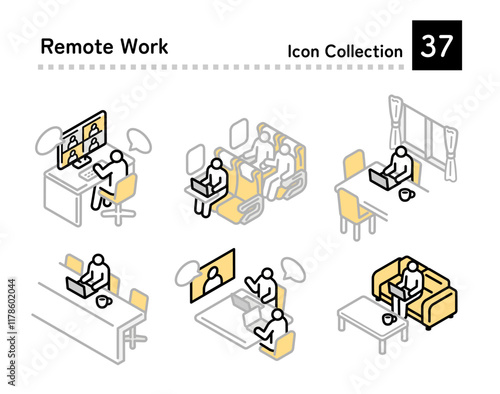 Illustration of different people working remotely