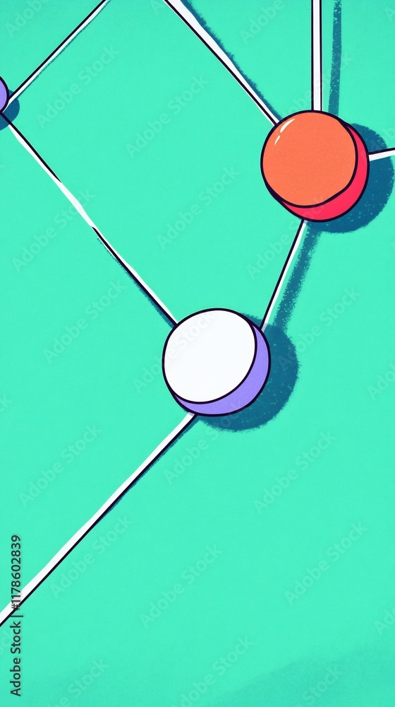 Vibrant Digital Illustration: Abstract Network Art on Teal Background. AI Generated Vibrant Digital Illustration: Abstract Network Art on Teal Background. AI Generated